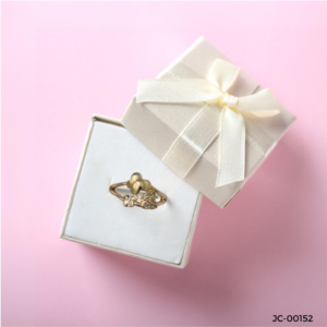 Golden Heart Bow Ring with Crystal Accents