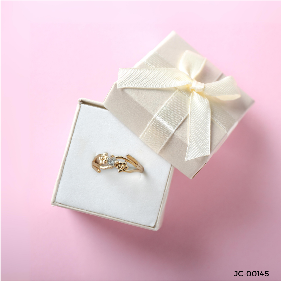 Gold-Plated Floral Vine Ring with Zircon Accents Gold-Plated Floral Vine Ring with Zircon Accents