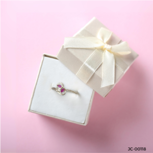 Silver Infinity Ring with Pink Teardrop Gemstones