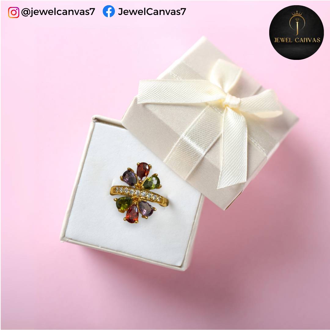 Aurora Petals Multicolor Ring – A Bloom of Radiance jewel canvas Aurora Petals Multicolor Ring – A Bloom of Radiance