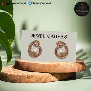 Elegant Pearl Loop Earrings – Gold-Plated Sparkling Studs