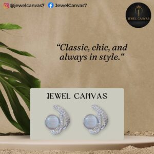 Elegant White Stone Swirl Stud Earrings – Sparkling Silver Crystal Finish 1