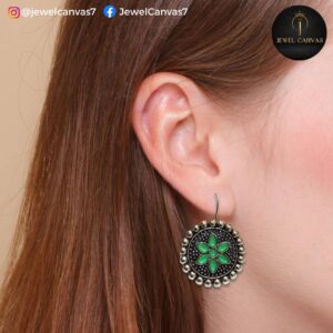 Forest Bloom – Antique Green Oxidized Earrings