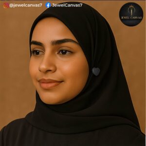 jewel canvas Midnight Heart – Matte Black Heart-Shaped Hijab Pin
