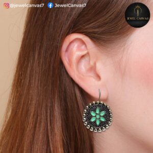 jewel canvas Mint Blossom – Oxidized Floral Earrings