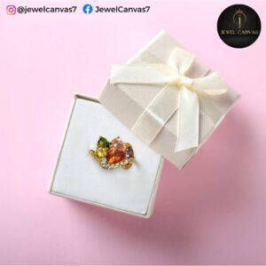 jewel canvas Rainbow Cluster Heart Ring – Vibrant Elegance