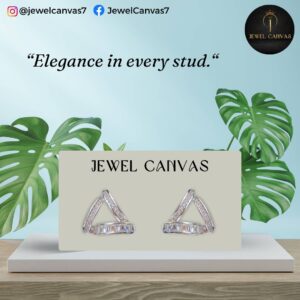 Sparkling Triangle Crystal Stud Earrings – Silver Geometric Shine 1