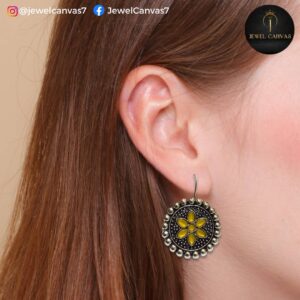 Sunbloom Radiance – Yellow Floral Oxidized Earrings